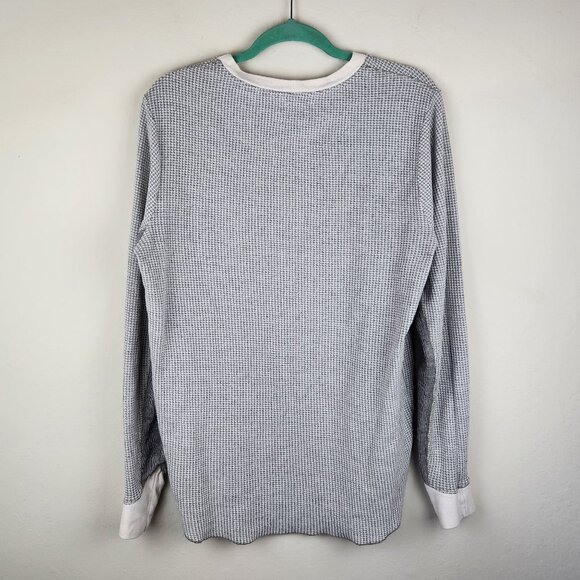 Sol Angeles Gray White Thermal Waffle Knit Long Sleeve Tee sz L *flawed* - Picture 2 of 11
